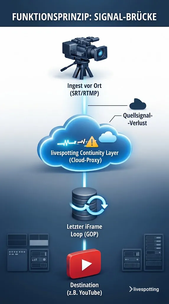 Schema livespotting Continuity Layer – Stream Failover Protection